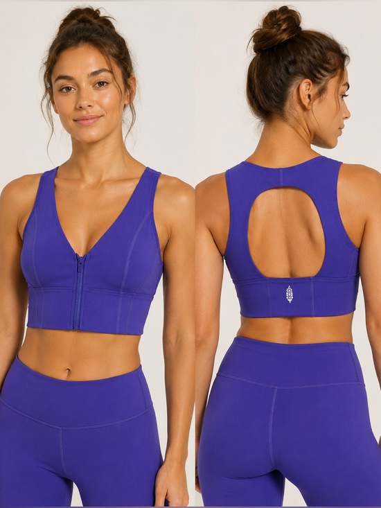 Free People Other - Free People FP Movement It’s An Illusion Crop Zip Front Sports Bra size xsmall